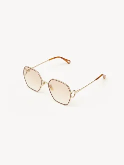Lunettes De Soleil-Chloé Lunettes De Soleil Austine Petite Gold/Gradient Pink