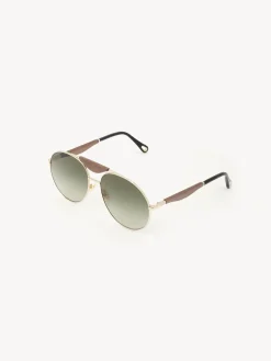 Lunettes De Soleil-Chloé Lunettes De Soleil Pilotes Melia Gradient Green/Brown
