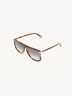 Lunettes De Soleil-Chloé Lunettes De Soleil West Petite Havana / Grad Blue