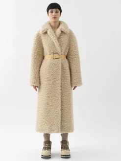 Manteaux-Chloé Manteau Cocon Ceinture Soften Brown