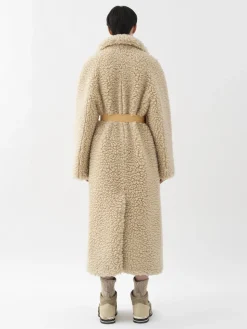Manteaux-Chloé Manteau Cocon Ceinture Soften Brown