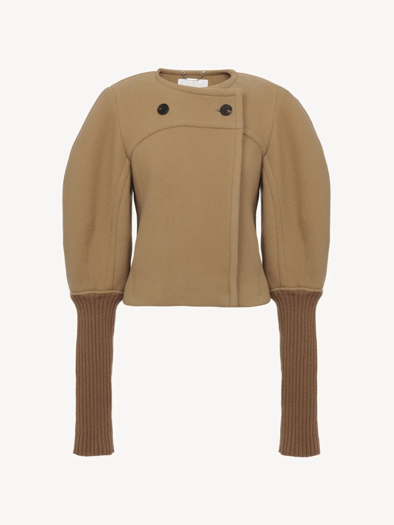 Manteaux-Chloé Manteau Court Manches Arrondies Worn Brown