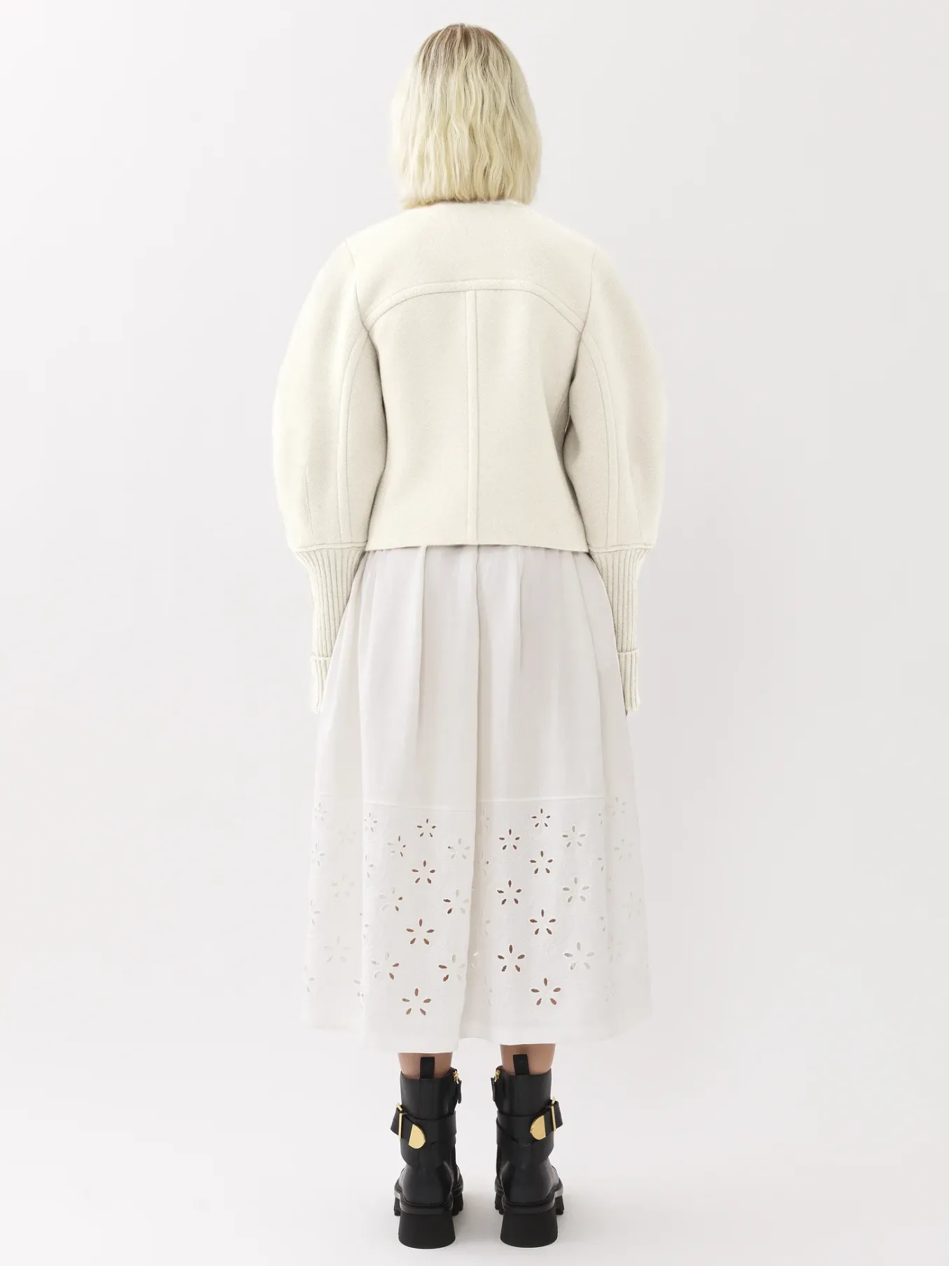 Manteaux-Chloé Manteau Court Manches Arrondies Seedpearl Beige