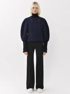 Manteaux-Chloé Manteau Court Manches Arrondies Evening Blue