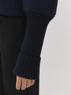 Manteaux-Chloé Manteau Court Manches Arrondies Evening Blue