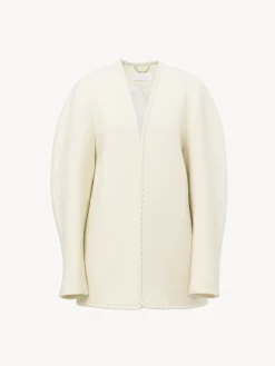 Vestes-Chloé Manteau Court Manches Ballon Eden White