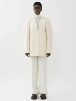Vestes-Chloé Manteau Court Manches Ballon Eden White