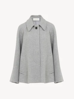 Vestes-Chloé Manteau Court Style Cape Cosy Grey