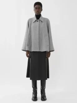 Vestes-Chloé Manteau Court Style Cape Cosy Grey