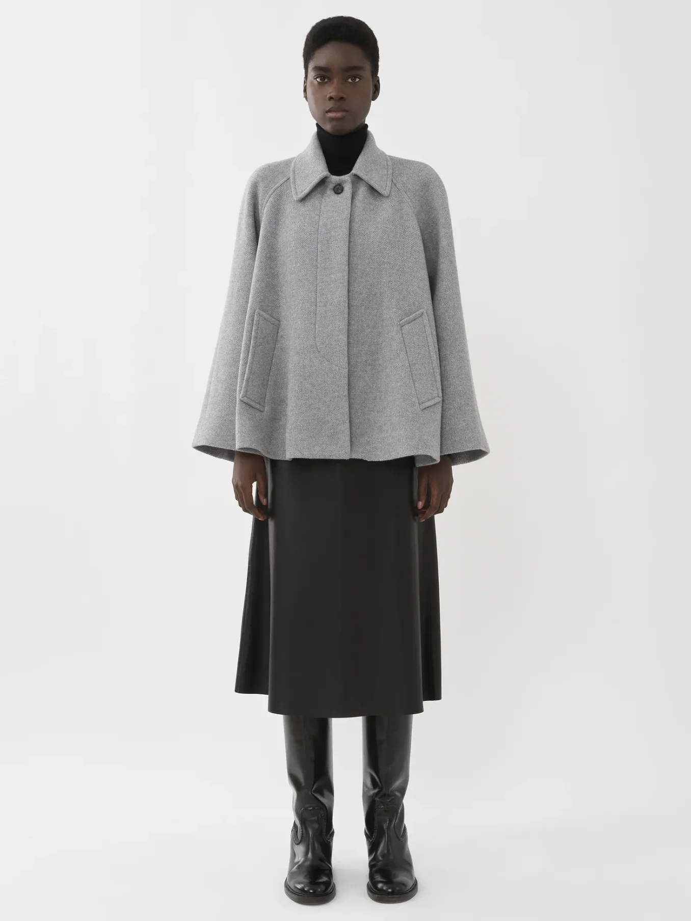 Vestes-Chloé Manteau Court Style Cape Cosy Grey