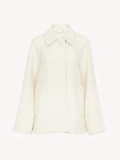 Vestes-Chloé Manteau Court Style Cape Eden White