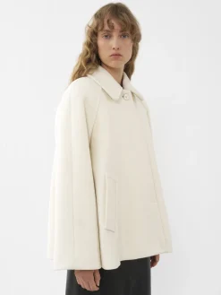 Vestes-Chloé Manteau Court Style Cape Eden White