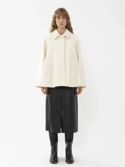 Vestes-Chloé Manteau Court Style Cape Eden White