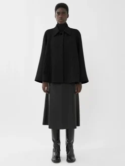 Vestes-Chloé Manteau Court Style Cape Noir