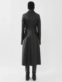 Cuir-Chloé Manteau Long Ajuste Noir
