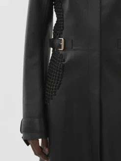 Cuir-Chloé Manteau Long Ajuste Noir