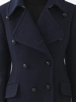 Manteaux-Chloé Manteau Officier Long Anthracite Blue