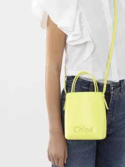 Sacs Porté Épaule-Chloé Micro Sac Cabas Chloe Sense Daffodil Yellow