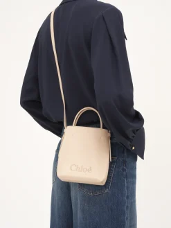 Sacs Porté Épaule-Chloé Micro Sac Cabas Chloe Sense Cement Pink