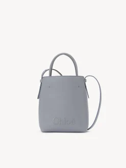 Sacs Porté Épaule-Chloé Micro Sac Cabas Chloe Sense Storm Blue