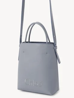 Sacs Porté Épaule-Chloé Micro Sac Cabas Chloe Sense Storm Blue