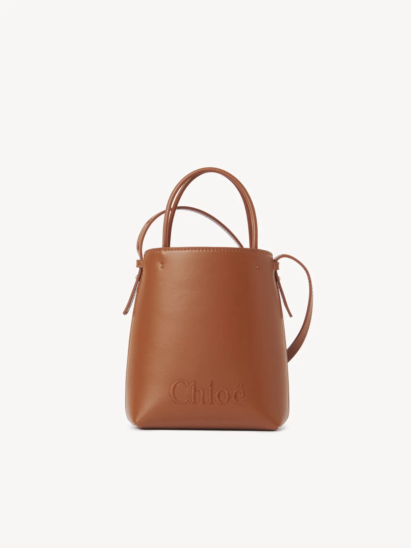 Sacs Porté Épaule-Chloé Micro Sac Cabas Chloe Sense Caramel