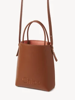 Sacs Porté Épaule-Chloé Micro Sac Cabas Chloe Sense Caramel