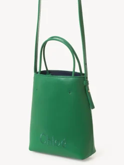 Sacs Porté Épaule-Chloé Micro Sac Cabas Chloe Sense Pop Green