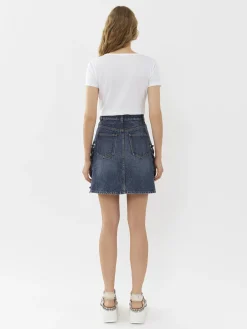 Denim-Chloé Mini Jupe A Lacets Faded Denim
