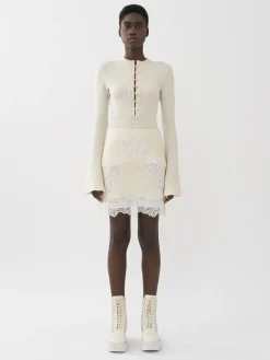 Jupes-Chloé Mini Jupe Evasee Eden White