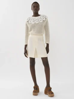 Vêtements-Chloé Mini Jupe Trapeze Light Ivory