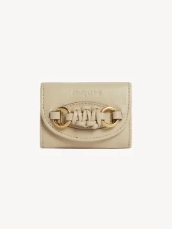 Portefeuilles Compacts-Chloé Mini Portefeuille A Trois Volets Saddie Cement Beige