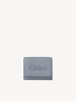 Portefeuilles Compacts-Chloé Mini Portefeuille A Trois Volets Chloe Sense Storm Blue