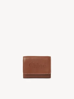 Portefeuilles Compacts-Chloé Mini Portefeuille A Trois Volets Chloe Sense Caramel