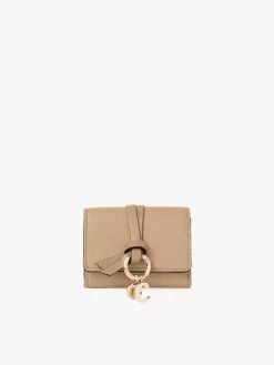 Portefeuilles Compacts-Chloé Mini Portefeuille A Trois Volets Alphabet Light Tan