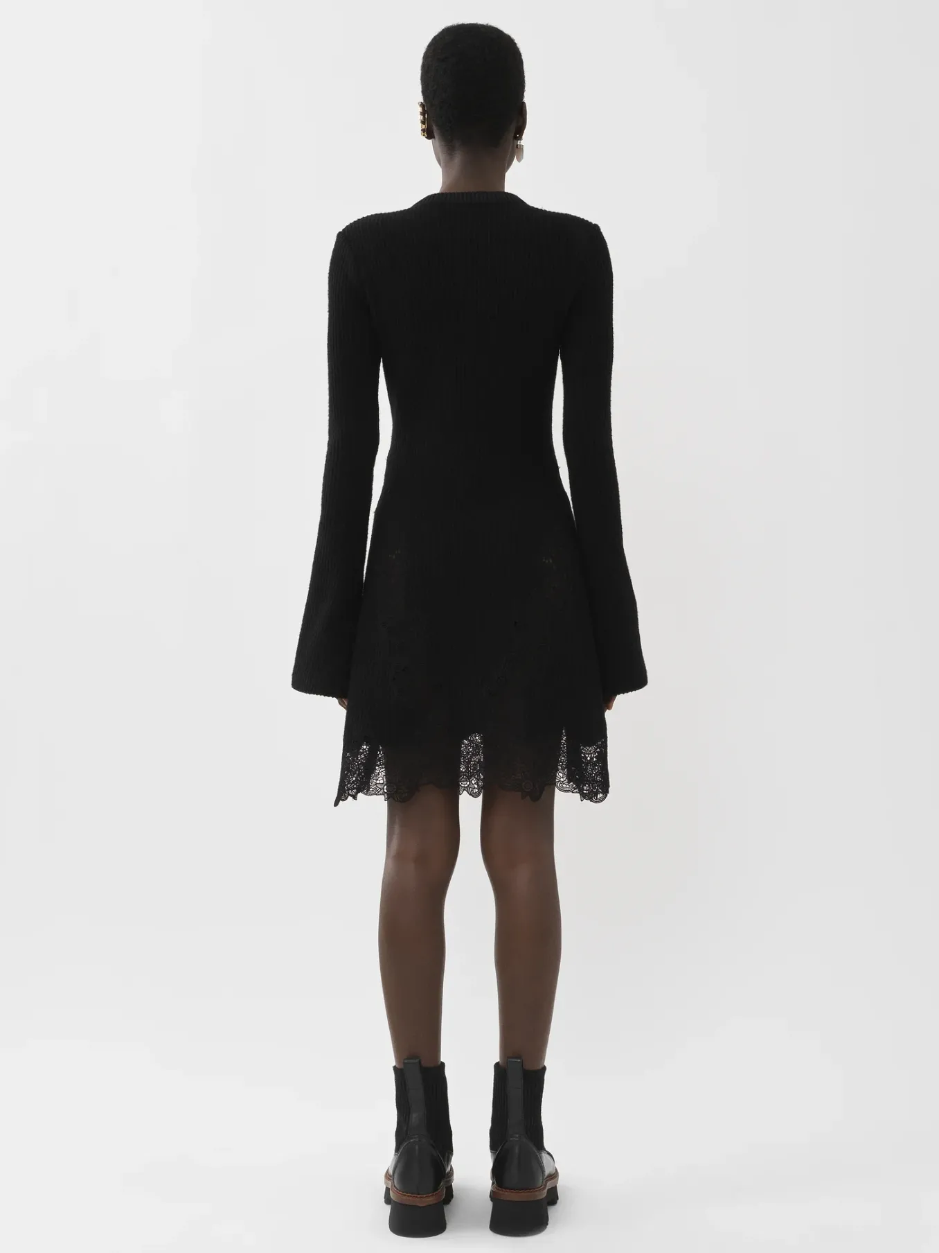 Robes-Chloé Mini Robe Col Tunisien Noir
