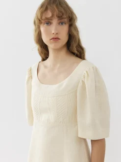 Robes-Chloé Mini Robe Manches Ballon Coconut Milk
