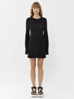 Robes-Chloé Mini Robe Manches Trompette Noir