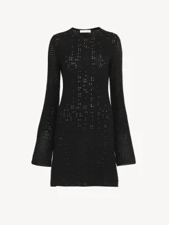 Robes-Chloé Mini Robe Manches Trompette Noir