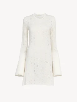 Robes-Chloé Mini Robe Manches Trompette Iconic Milk