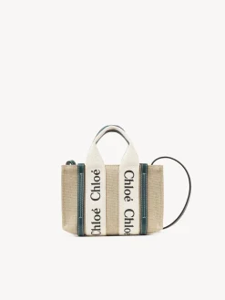 Sacs À Bandoulière-Chloé Mini Sac Cabas Woody A Bandoulière Dark Emerald