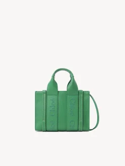 Sacs À Bandoulière-Chloé Mini Sac Cabas Woody A Bandoulière Pop Green