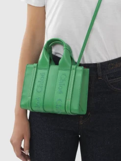 Sacs À Bandoulière-Chloé Mini Sac Cabas Woody A Bandoulière Pop Green