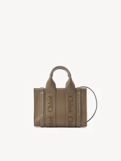 Sacs À Bandoulière-Chloé Mini Sac Cabas Woody A Bandoulière Army Green