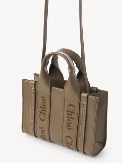 Sacs À Bandoulière-Chloé Mini Sac Cabas Woody A Bandoulière Army Green