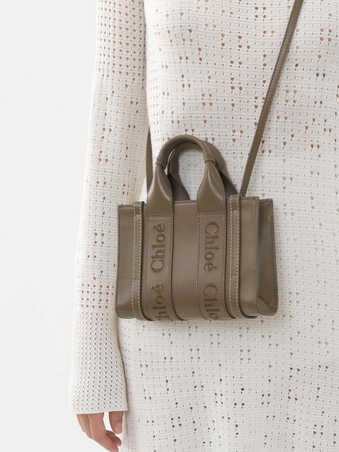 Sacs À Bandoulière-Chloé Mini Sac Cabas Woody A Bandoulière Army Green