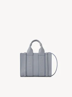 Sacs À Bandoulière-Chloé Mini Sac Cabas Woody A Bandoulière Storm Blue