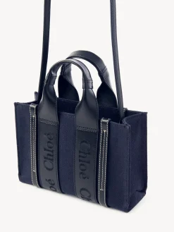 Sacs À Bandoulière-Chloé Mini Sac Cabas Woody A Bandoulière Deep Denim