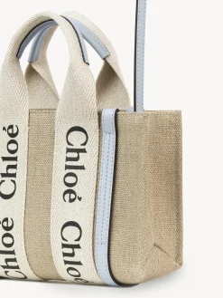 Sacs À Bandoulière-Chloé Mini Sac Cabas Woody A Bandoulière White - Blue 2