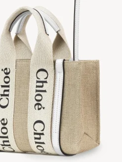 Sacs À Bandoulière-Chloé Mini Sac Cabas Woody A Bandoulière Blanc